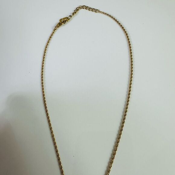 Dior CD Logo Faux Pearl Pendant Necklace Gold Tone - Picture 4 of 8